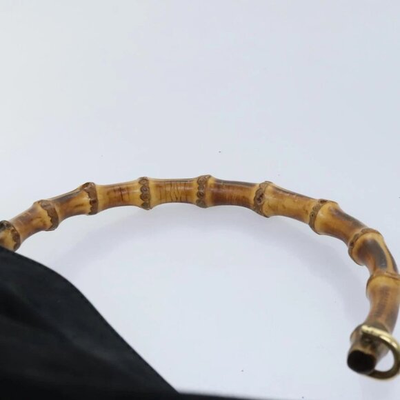 GUCCI Bamboo Hand Bag Suede 2way Black Gold 001 123 1577 Auth 93210 - Picture 9 of 14